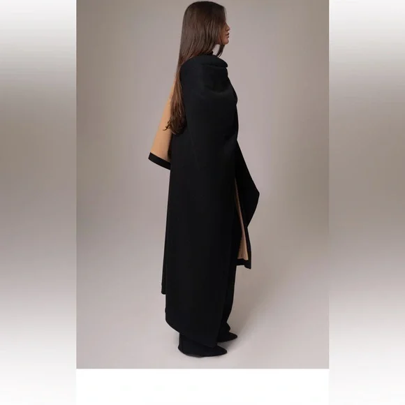 JLUXLABEL REVERSIBLE Tan and Black Women's Cape SHAWL/ COAT - Picture 16 of 16